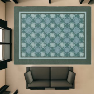 Elegant Green Blue Grey Floral Art Pattern Border
