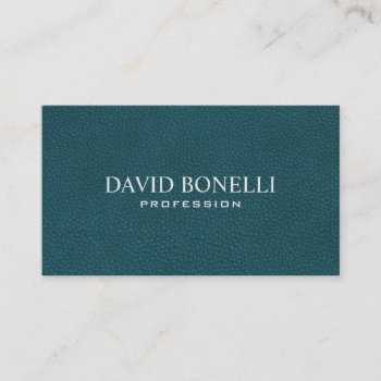 Elegant Green Blue Leather Look Professional Business Card by Citronellapaper at Zazzle