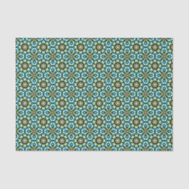 Elegant Green Blue Modern Geometric Pattern  Tissue Paper (Front)