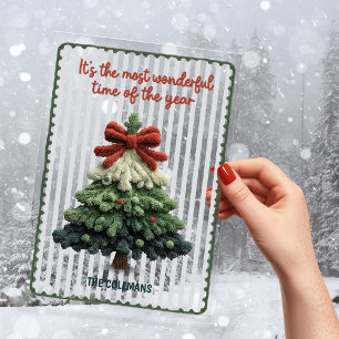 Elegant Green Blue Non Photo Christmas Tree Acrylic Invitations
