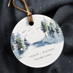 Elegant Green Blue Pine Woods Forest Birds Wedding Favor Tags<br><div class="desc">For any further customisation or any other matching items,  please feel free to contact me at yellowfebstudio@gmail.com</div>