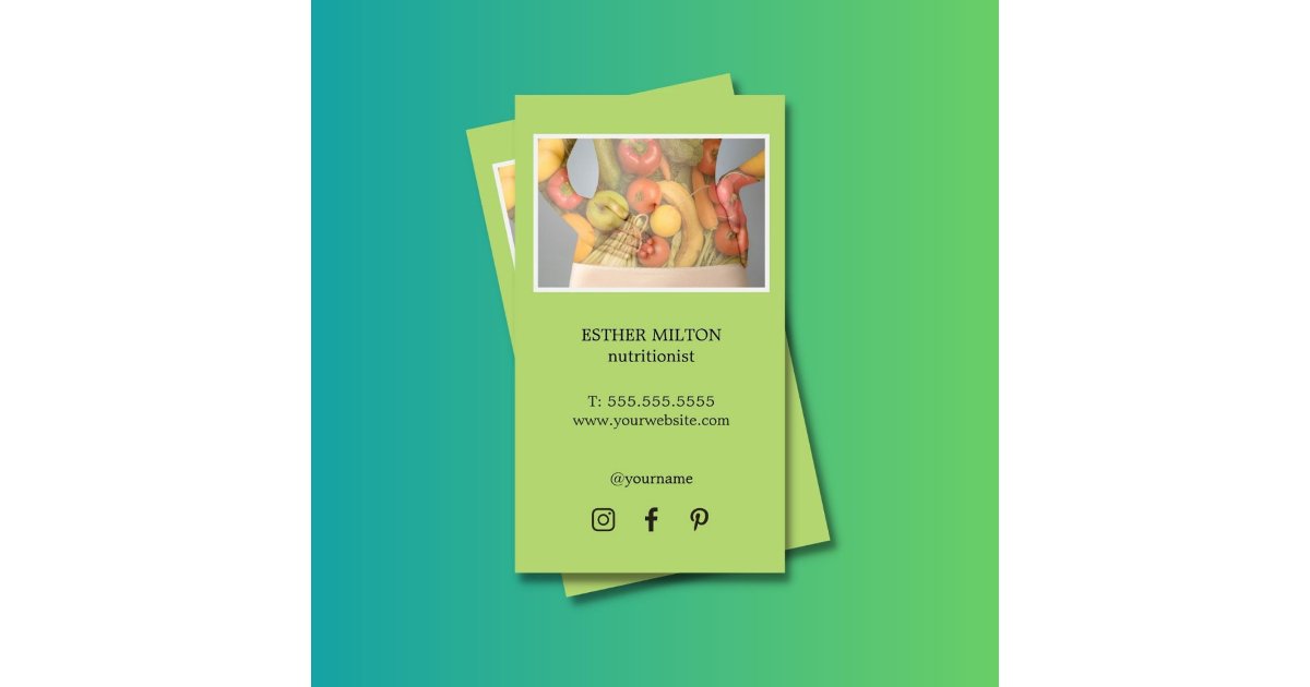 Elegant Green Body Nutritionist Diet Health Business Card | Zazzle