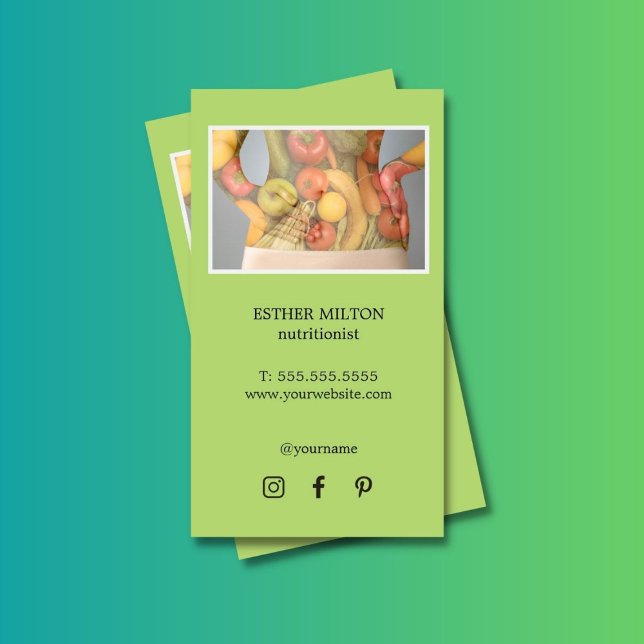 Elegant Green Body Nutritionist Diet Health Business Card (Creator Uploaded)