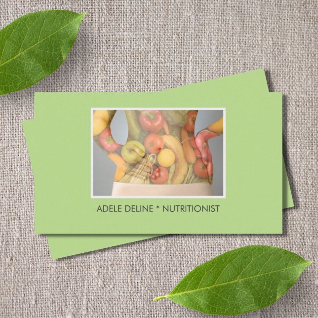 Elegant Green Body Nutritionist Dietitian Business Card (Creator Uploaded)