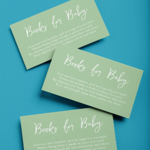 Elegant Green Books for Baby Baby Shower Enclosure Card