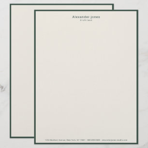 Elegant Green Border Minimalist Professional Letterhead