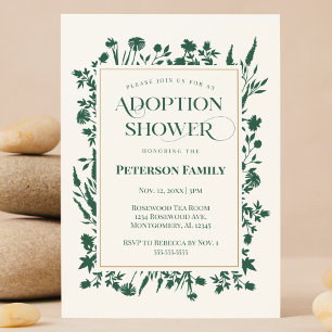Elegant Green Botanical Adoption Shower Invitation
