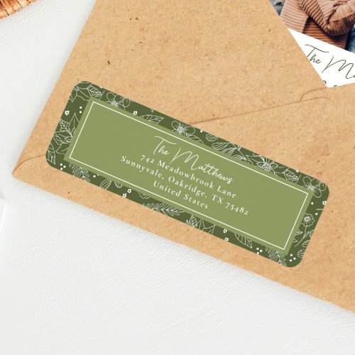 Elegant Green Botanical Christmas Address Return Label