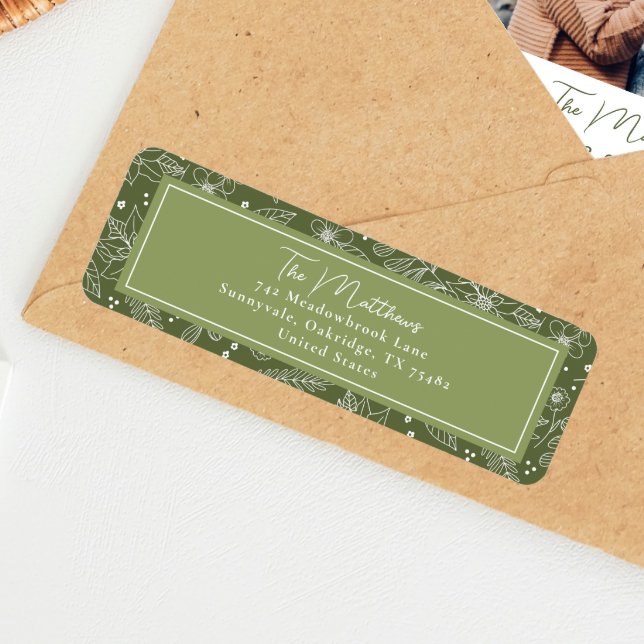 Elegant Green Botanical Christmas Address Return Label (Creator Uploaded)