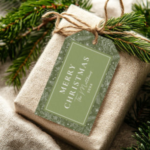 Elegant Green Botanical Foliage Christmas Gift Tags