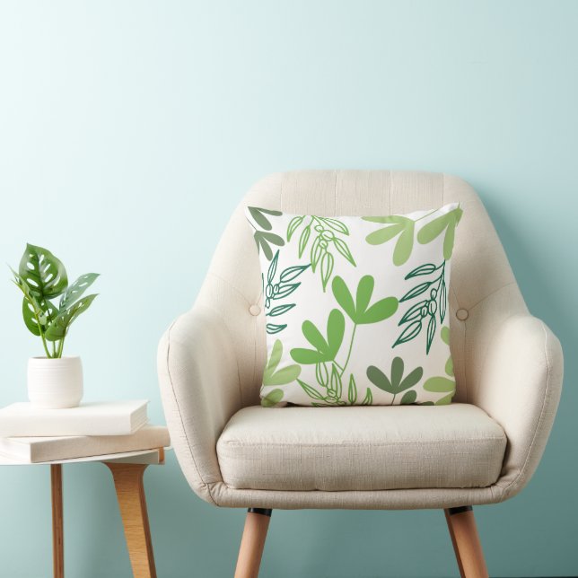 Elegant Green Botanical Pattern Throw Pillow (Chair)