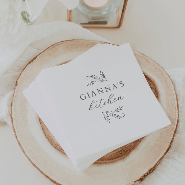 Elegant Green Botanical Personalized Napkins (Creator Uploaded)