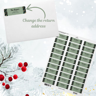 Elegant Green Botanical Return Address Label
