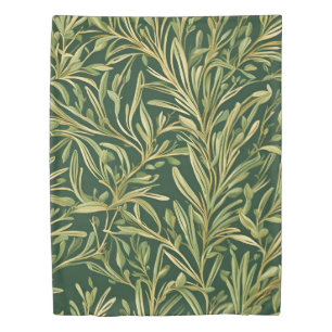 Elegant Green Botanical Vintage Foliage Pattern Duvet Cover