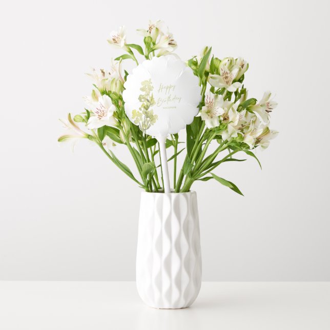 Elegant Green Botanical Watercolor 30th Birthday Balloon (Vase)