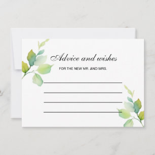 Elegant green botanical watercolor advice  note card
