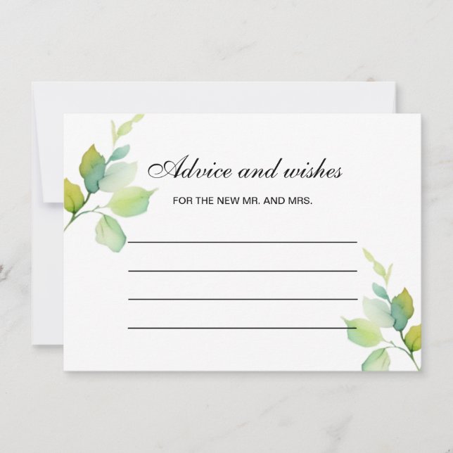 Elegant green botanical watercolor advice  note card (Front)