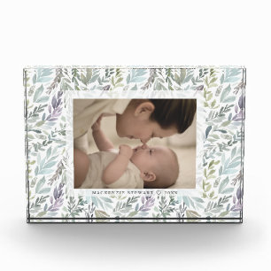 Elegant Green Botanical Watercolor Photo Block