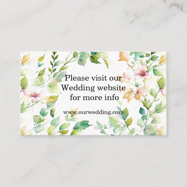 Elegant green botanical watercolor wildflowers  enclosure card (Front)