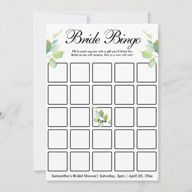 Elegant green botanical watercolor wildflowers  invitation (Front)