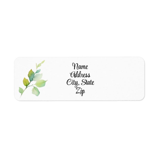 Elegant green botanical watercolor wildflowers  label (Front)