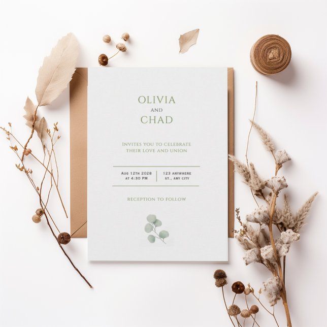 Elegant Green Botanical Wedding Invitation (Creator Uploaded)