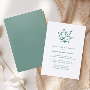 Elegant Green Botanical Wedding Leaves  Letterpress Photo Cards