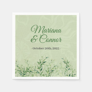 Elegant Green Botanical Wedding Napkins