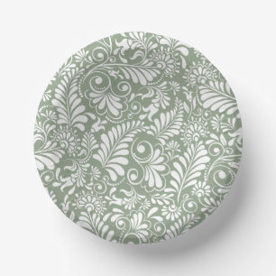 Elegant Green Botanical Wedding Paper Bowls