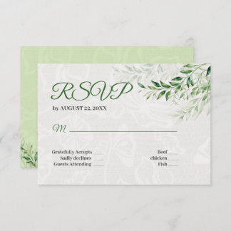 Elegant Green Botanical Wedding RSVP Card