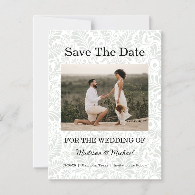 Elegant Green Botanical Wedding Save The Date Magnetic Invitation (Front)