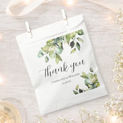 Elegant Green Botanicals Thank You Favor Bag