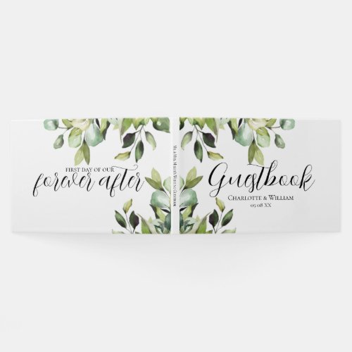 Elegant Green Botanicals Wedding Guest Book