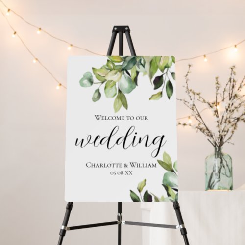Elegant Green Botanicals Welcome To Our Wedding Foam Board