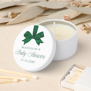 Elegant Green Bow Christmas Baby Shower Mini Candle Favors