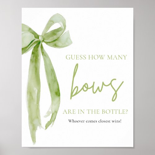 Elegant Green Bow Guess How Many Bows Game Poster