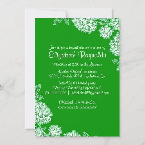 Elegant Green Bridal Shower Invitations
