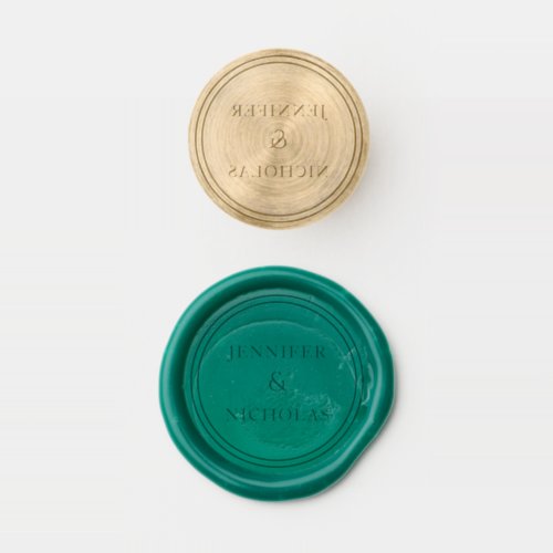 Elegant Green Bride And Groom Names Wedding Wax Seal Stamp