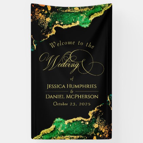 Elegant Green Bronze Gold Wedding Banner