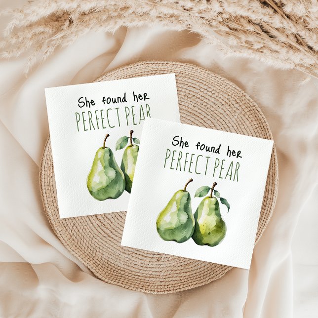 Elegant Green Brunch Perfect Pear Bridal Shower Napkins (Creator Uploaded)