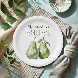 Elegant Green Brunch Perfect Pear Bridal Shower Paper Plates