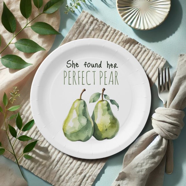 Elegant Green Brunch Perfect Pear Bridal Shower Paper Plates (Creator Uploaded)