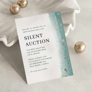 Elegant Green Brush Stroke Gala & Silent Auction Foil Invitation