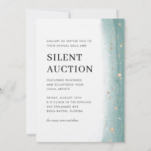 Elegant Green Brush Stroke Gala & Silent Auction  Invitation