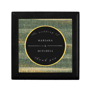 Elegant Green Brush with gold and black  Round  Gift Box