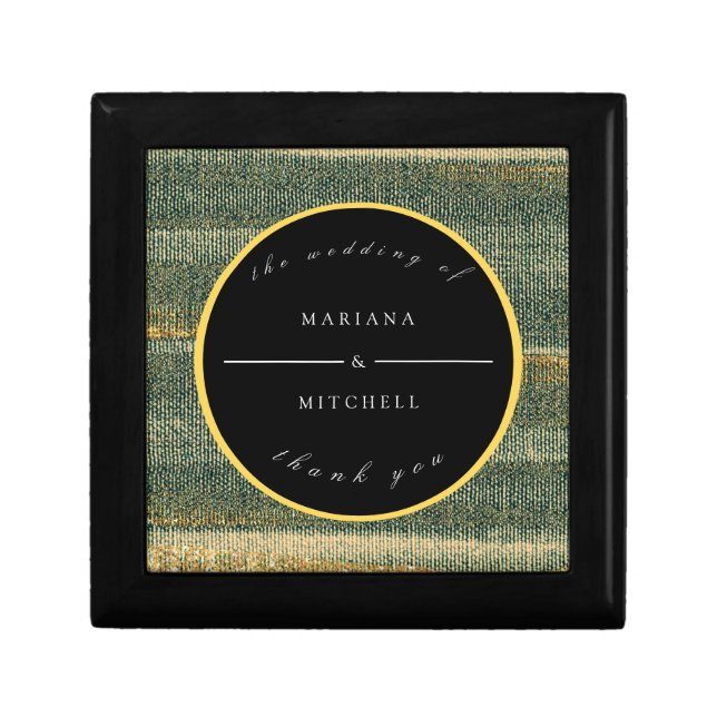Elegant Green Brush with gold and black  Round  Gift Box (Front)