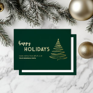 Elegant Green Business Foil Holiday Card