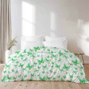 Elegant Green Butterflies Pattern Comforter Duvet Cover