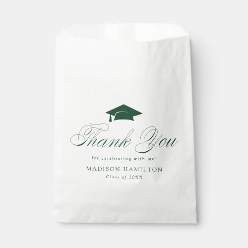 Elegant Green Calligraphy Graduation Thank You Favor Bag