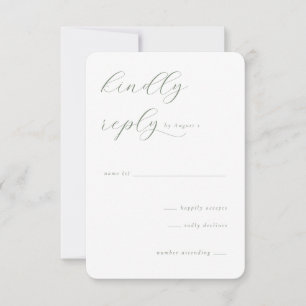 Elegant Green Calligraphy RSVP Card